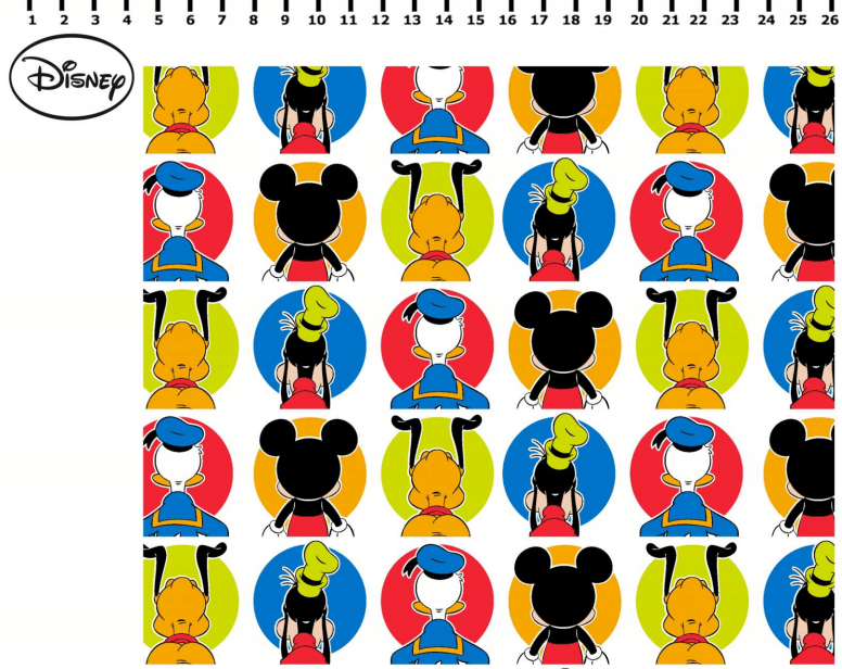 Retalho Tecido Mickey e Amigos (50x36cm)