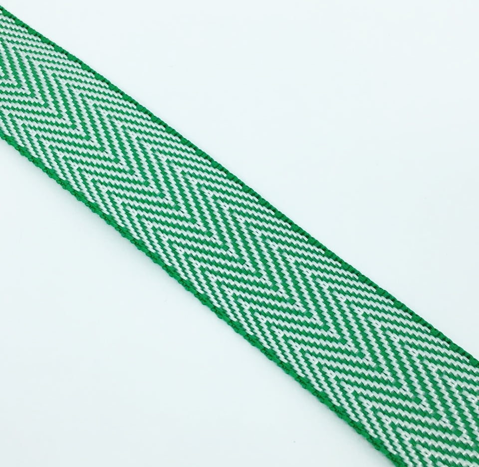 Alça de Nylon Branco/Verde 3cm