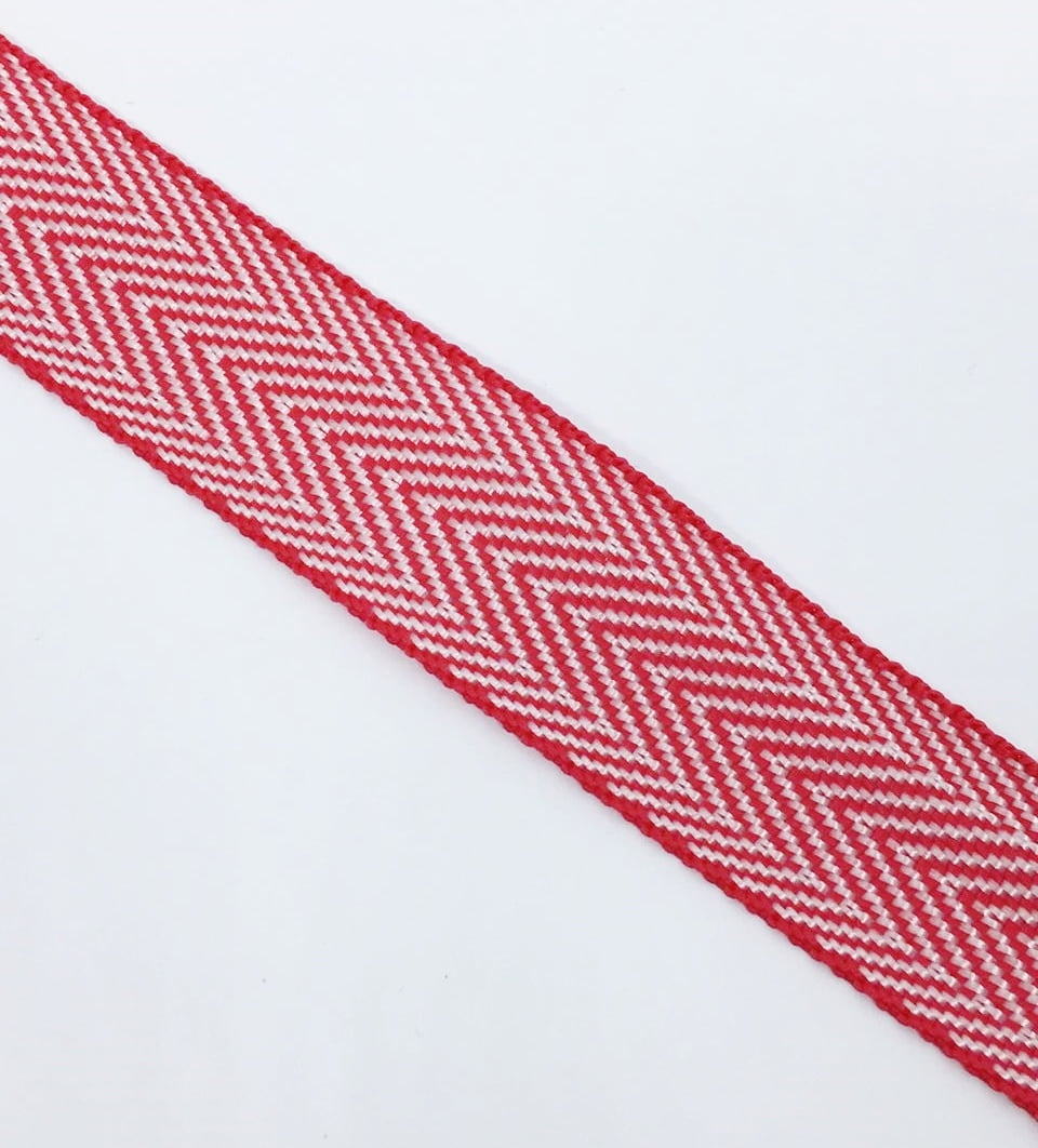 Alça de Nylon Branco/Vermelho 3cm