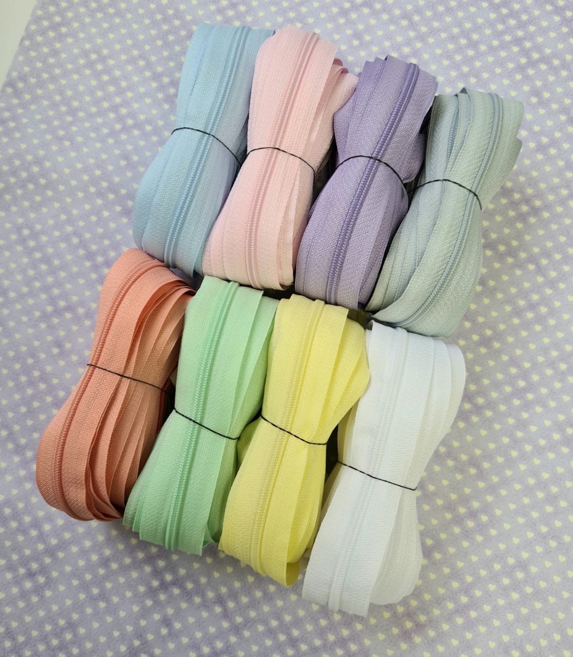 Kit de Ziper Fino nº3 Candy Color - 40 metros - 8 cores  