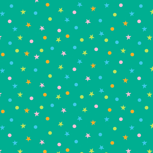 Tecido Poás e Estrelas Verde (Coleção Mini Zoo)