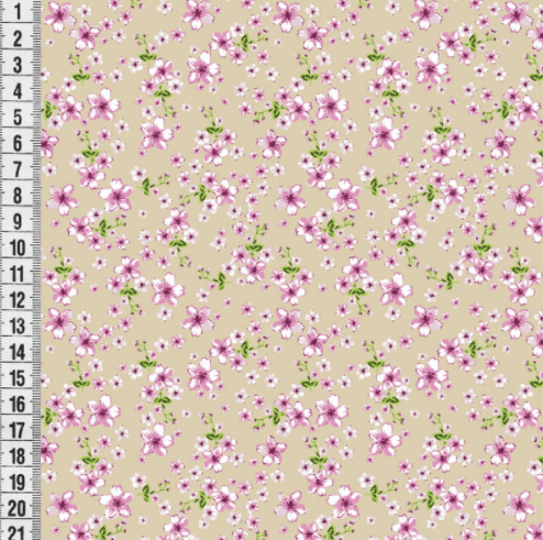 Retalho Tecido Mini Floral Fd Bege (50x36cm)