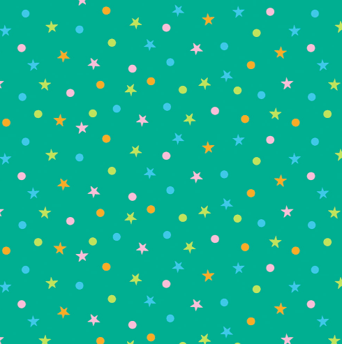 Retalho Tecido Poás e Estrelas Verde (50x36cm)