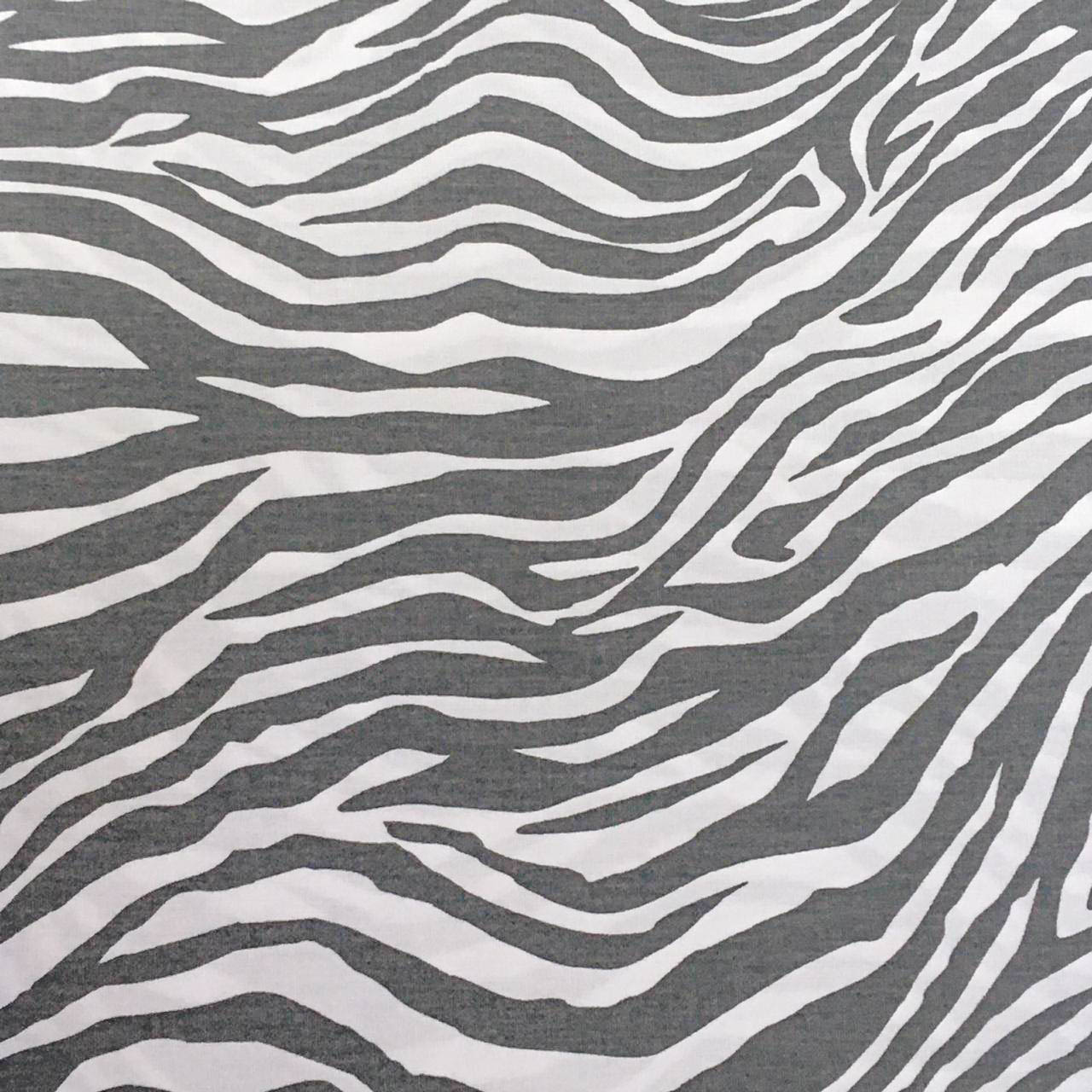 Tecido Animal Print Zebra Cinza com Branco