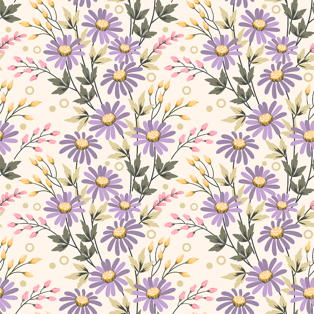 Tecido Tricoline Lavender Daisy (Coleção Lavender)