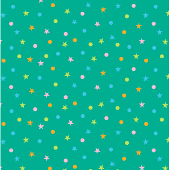 Tecido Poás e Estrelas Verde (Coleção Mini Zoo)
