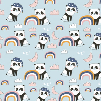 Tecido Pandas no Azul (Coleção Sweet Dreams)