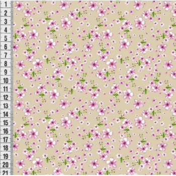 Retalho Tecido Mini Floral Fd Bege (50x36cm)