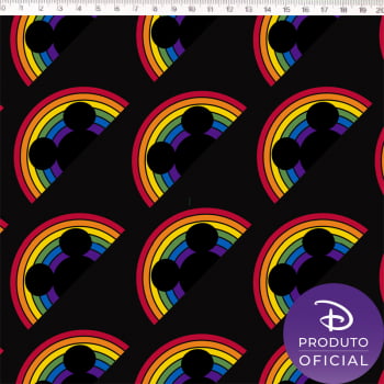 Tecido Tricoline Mickey Mouse Rainbow (Licenciado)