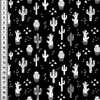 Tecido Tricoline Cactus Preto (Coleção Monochrome LB)