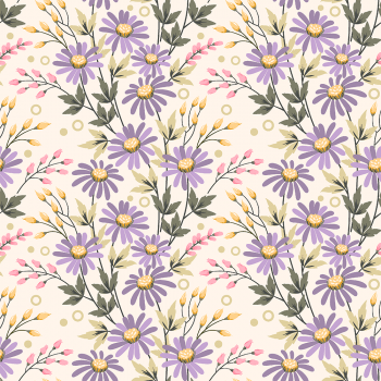 Tecido Tricoline Lavender Daisy (Coleção Lavender)